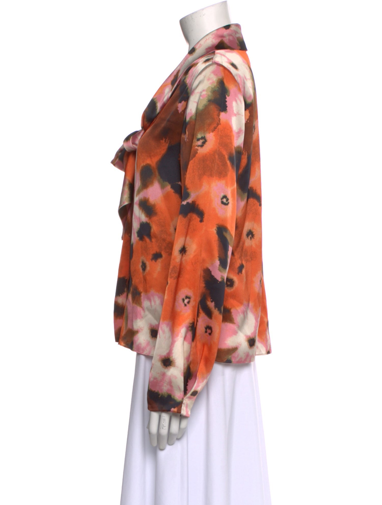 Tanya Taylor Printed V-Neck Button-Up Top
